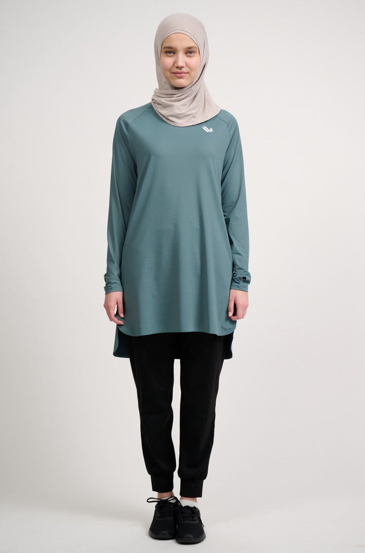 Teal modest activewear top