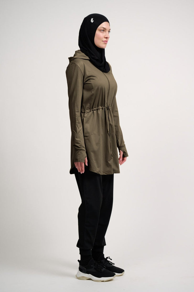 Modest long sleeve sports top olive